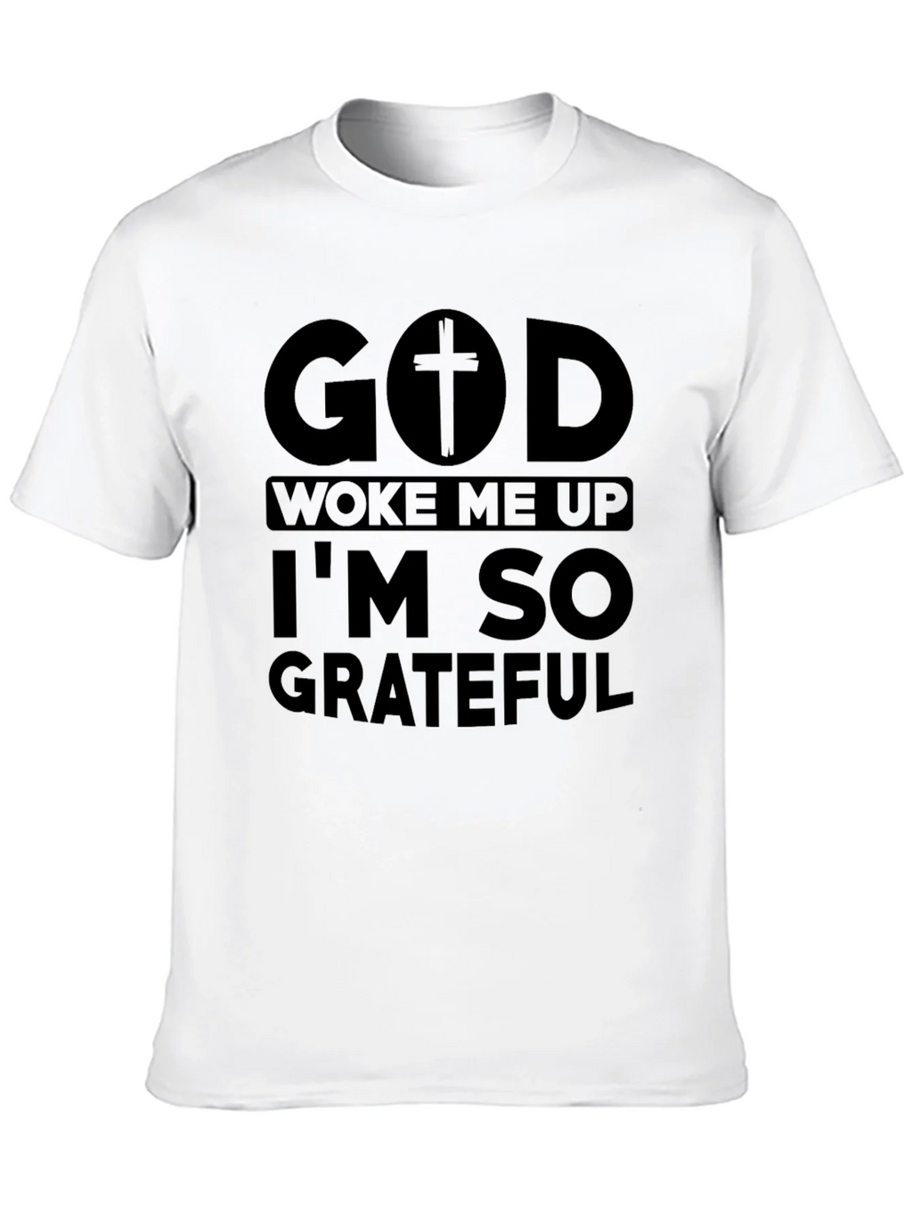 God Woke Me Up Grateful Black Tee product image 9