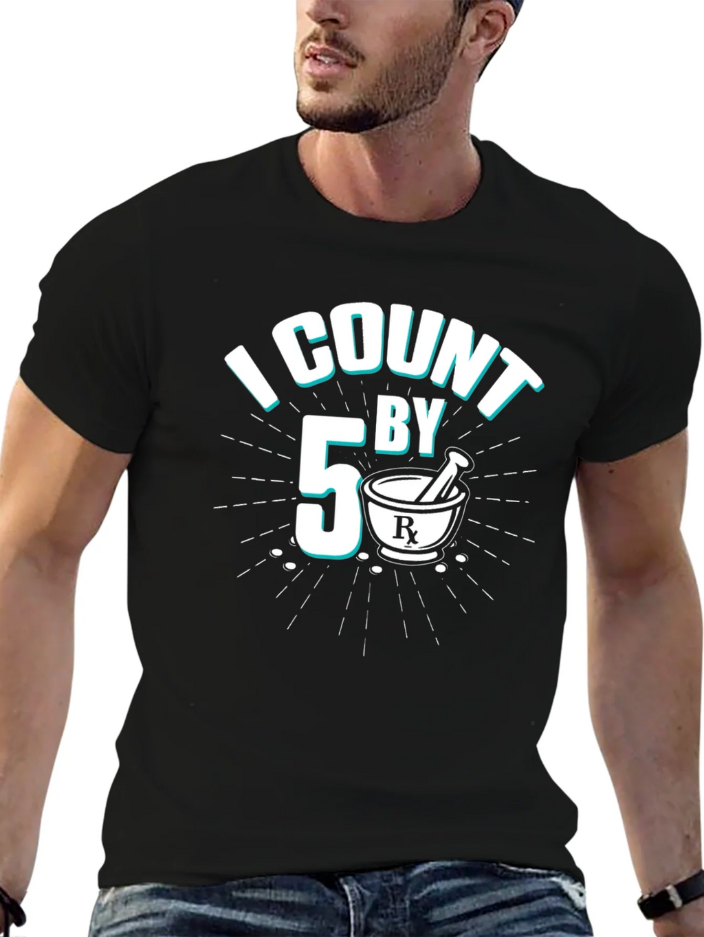 I Count By 5 Pharmacist Black T-Shirt product image 5
