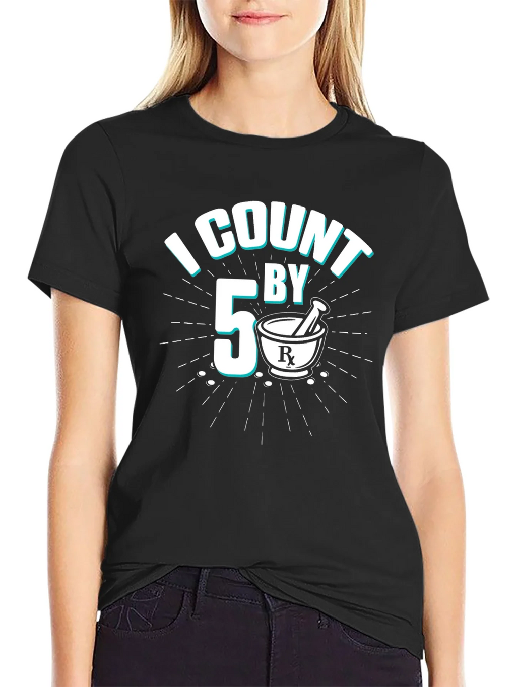 I Count By 5 Pharmacist Black T-Shirt product image 2