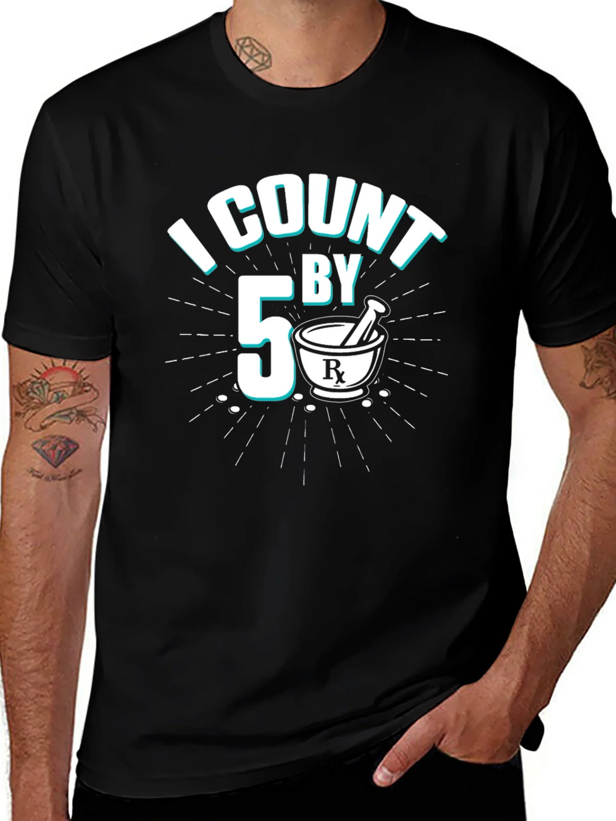 I Count By 5 Pharmacist Black T-Shirt product image 1