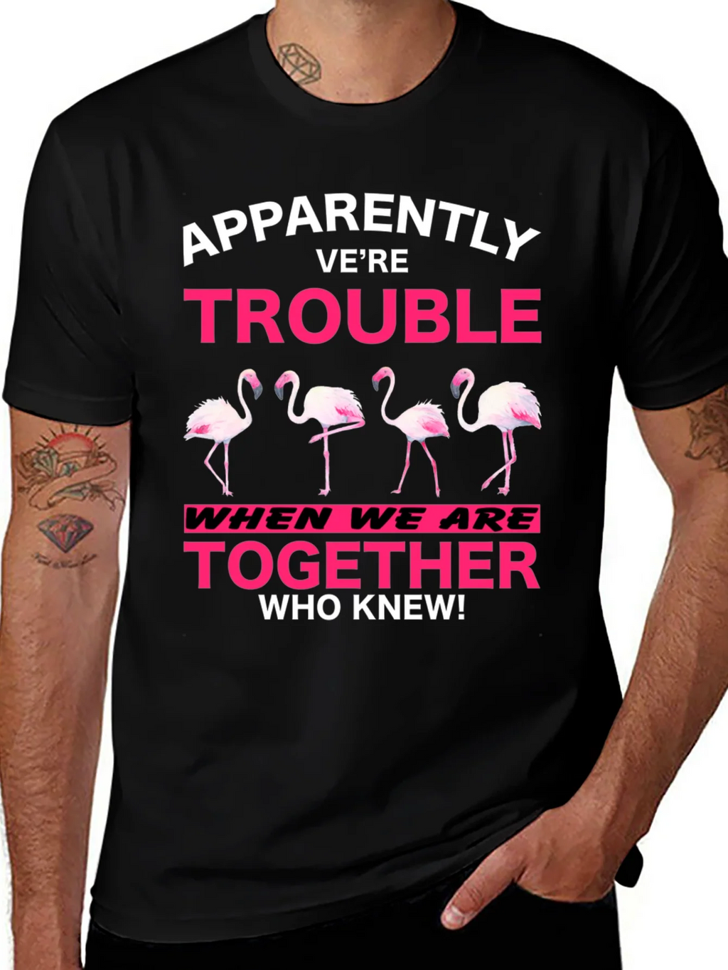 Funny Flamingo Trouble Graphic T-Shirt product image 1