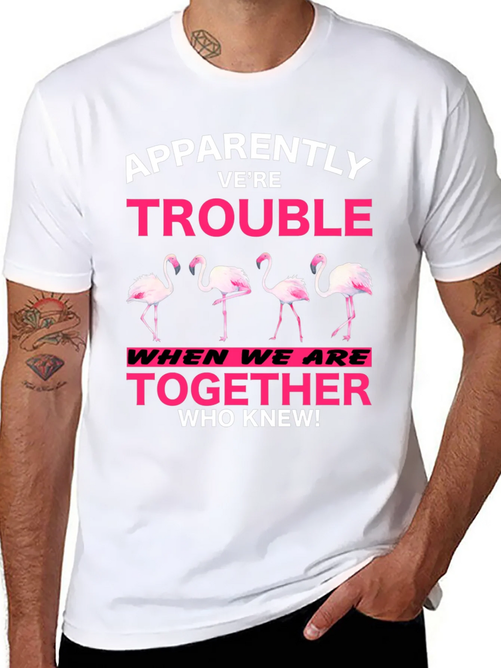Funny Flamingo Trouble Graphic T-Shirt product image 7