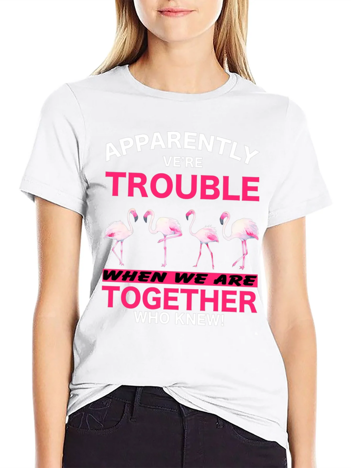 Funny Flamingo Trouble Graphic T-Shirt product image 8