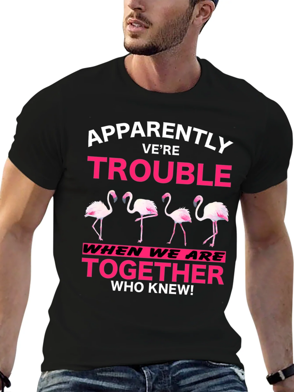 Funny Flamingo Trouble Graphic T-Shirt product image 6