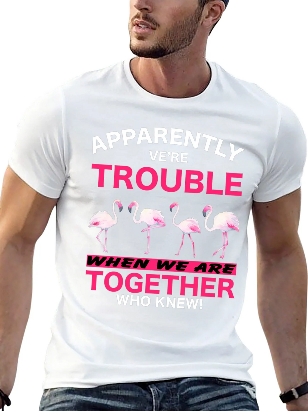 Funny Flamingo Trouble Graphic T-Shirt product image 12