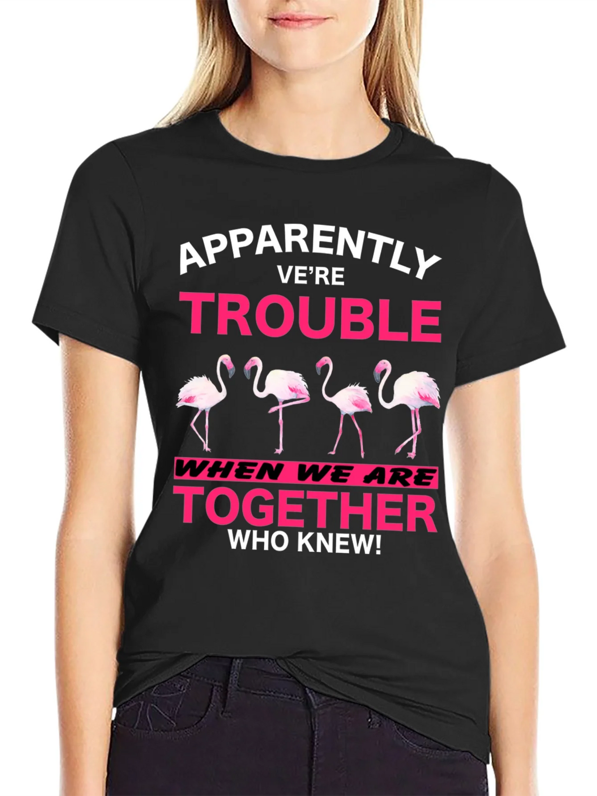 Funny Flamingo Trouble Graphic T-Shirt product image 2