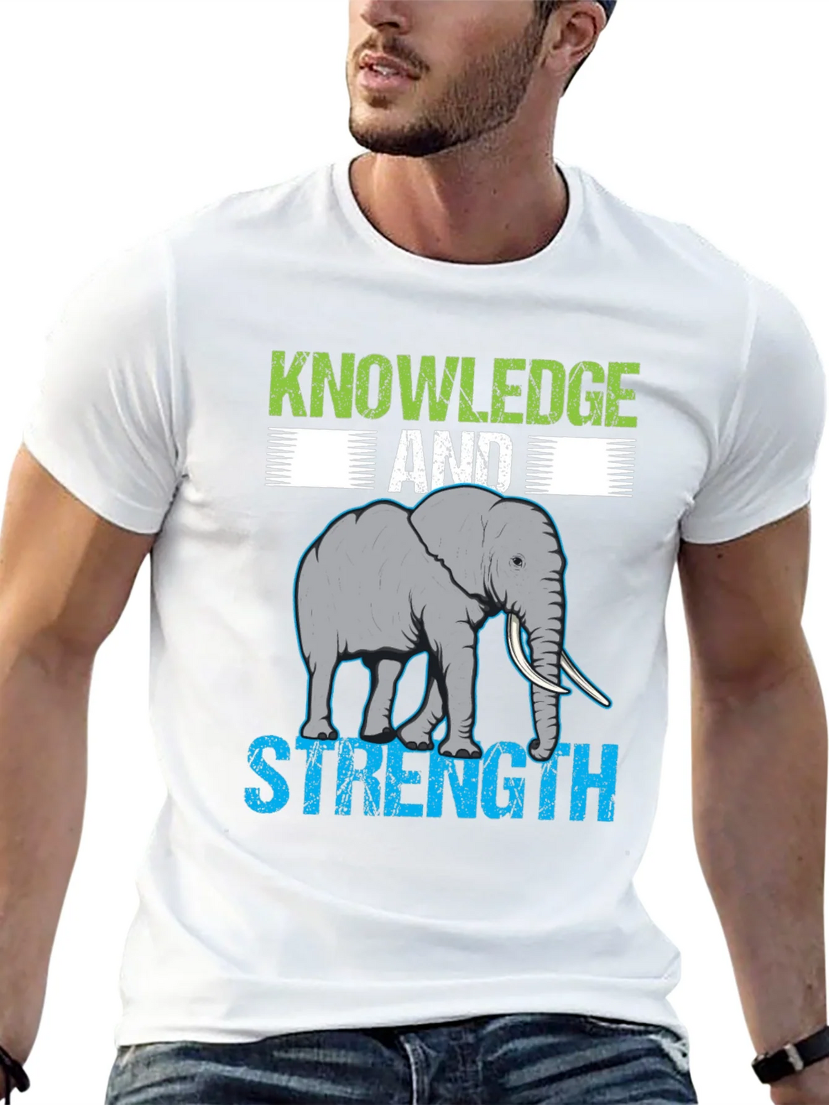 Knowledge & Strength Elephant Graphic T-Shirt product image 12