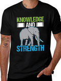 Knowledge & Strength Elephant Graphic T-Shirt product image 1