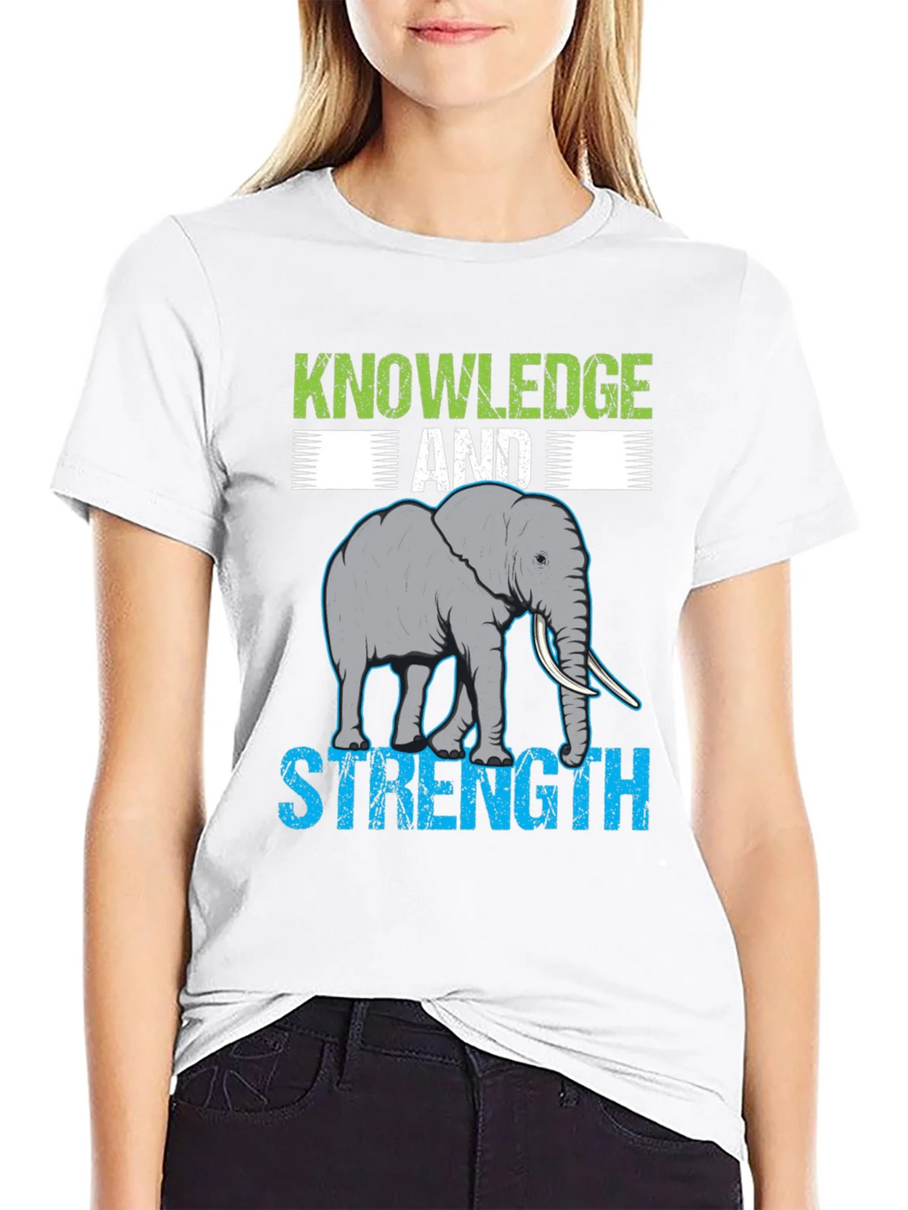 Knowledge & Strength Elephant Graphic T-Shirt product image 8