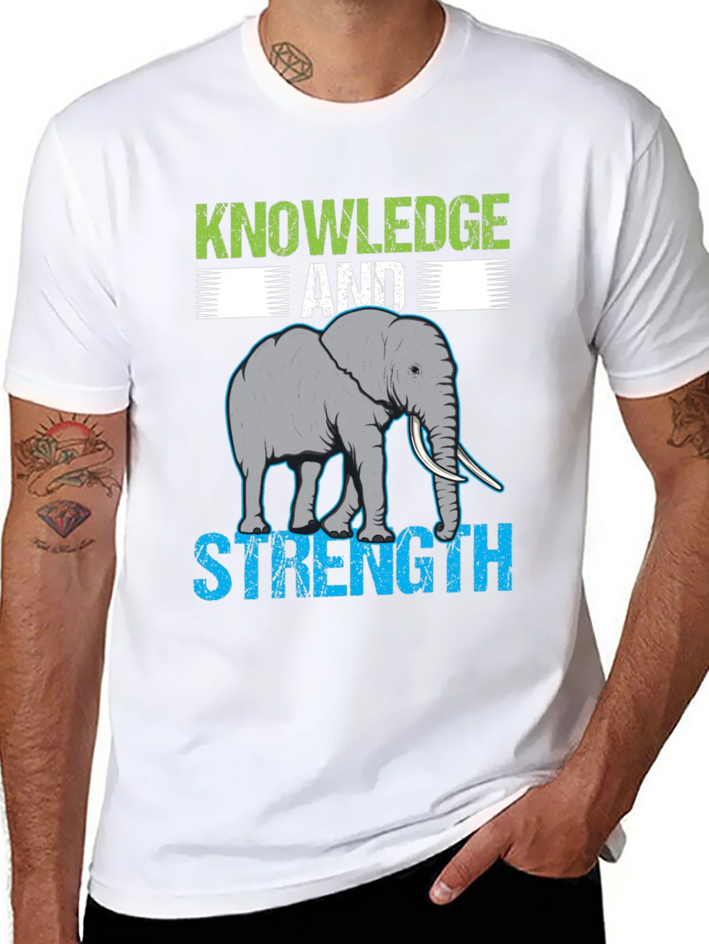 Knowledge & Strength Elephant Graphic T-Shirt product image 7