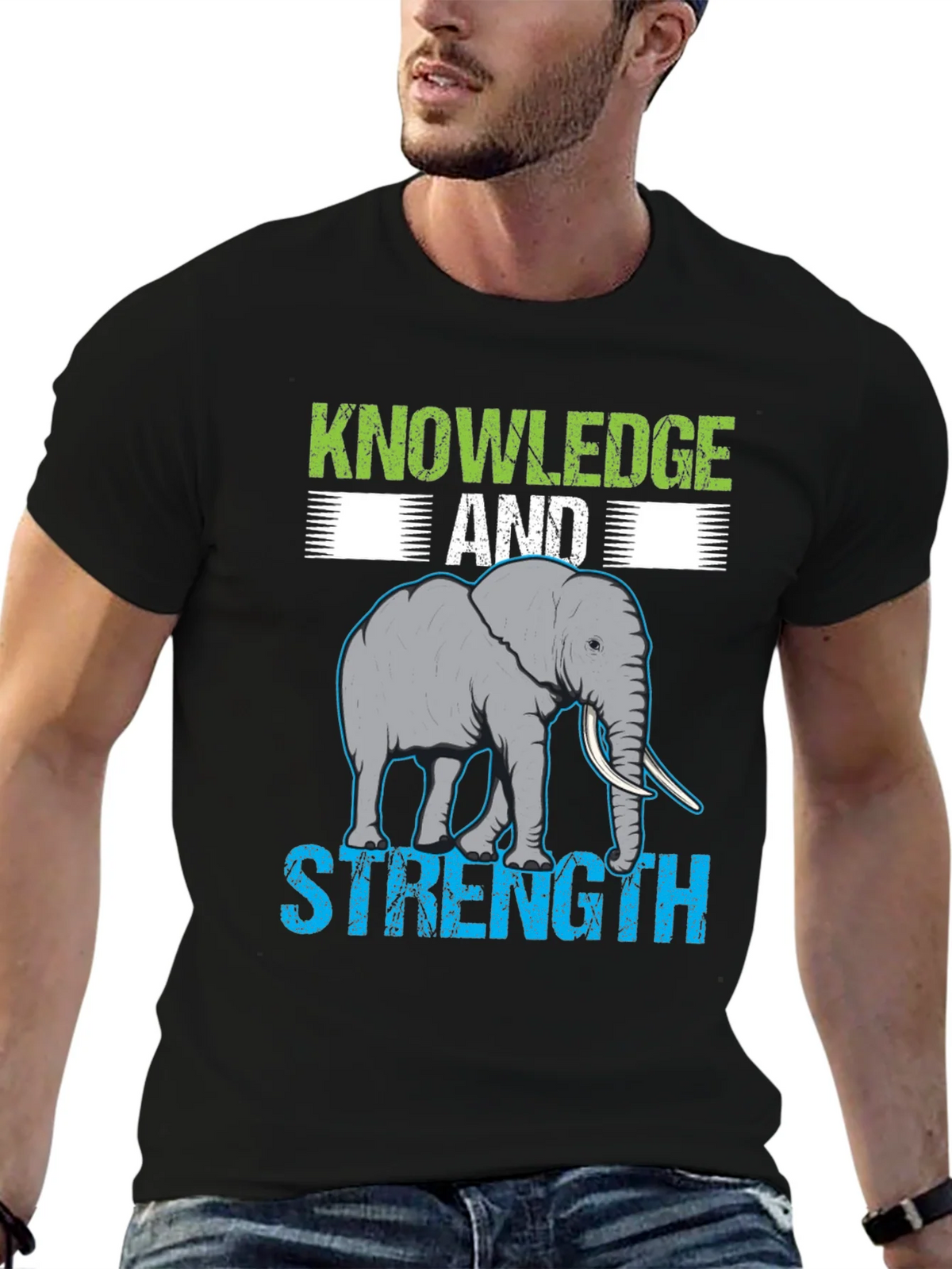 Knowledge & Strength Elephant Graphic T-Shirt product image 6