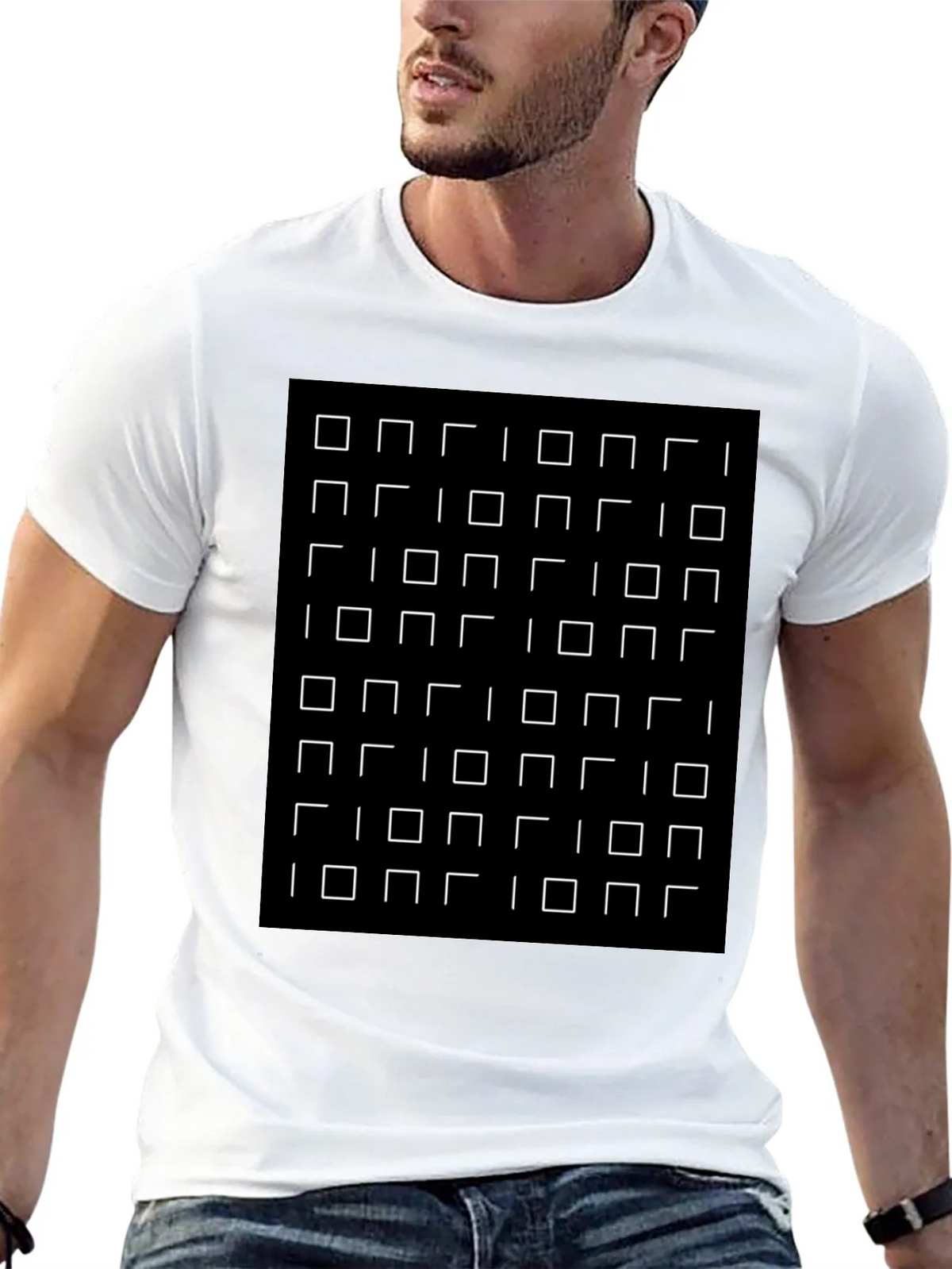 Optical Illusion Square Grid Black T-Shirt product image 10