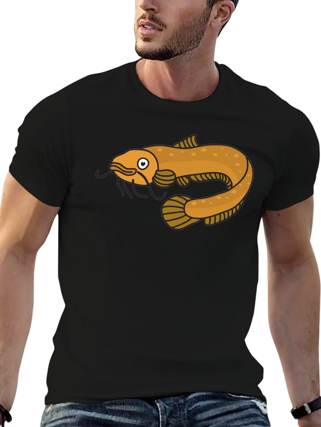 Cool Catfish Graphic T-Shirt - Black Cotton Tee product image 4