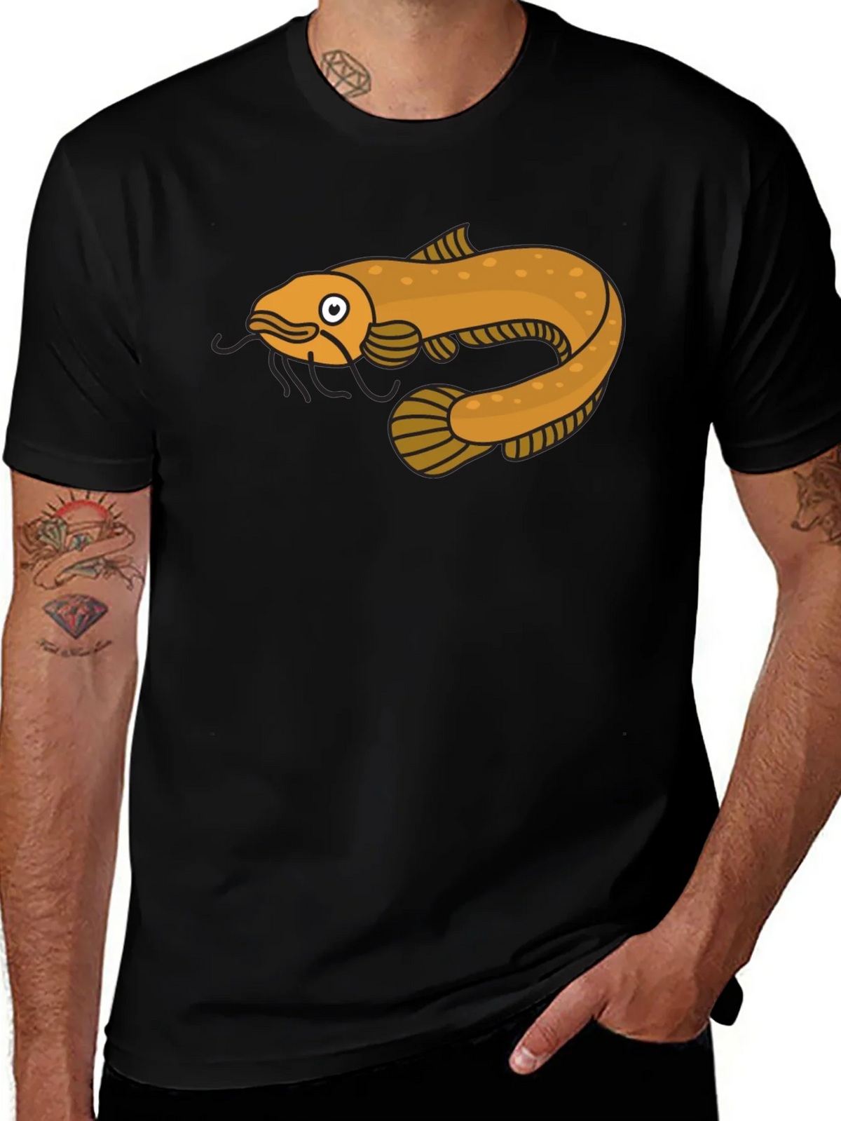 Cool Catfish Graphic T-Shirt - Black Cotton Tee product image 1