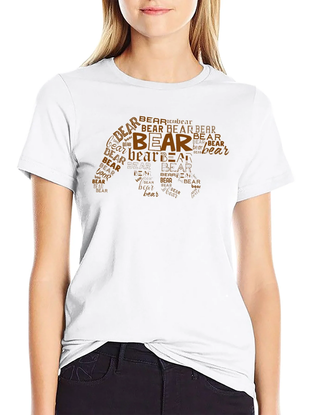 Bear Word Art Graphic Tee - Black Casual Shirt product image 8