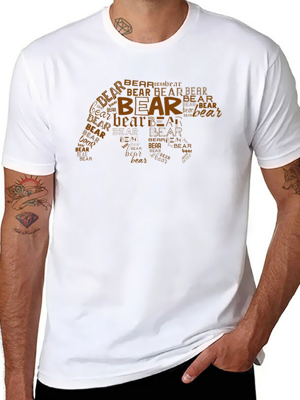 Bear Word Art Graphic Tee - Black Casual Shirt product image 7