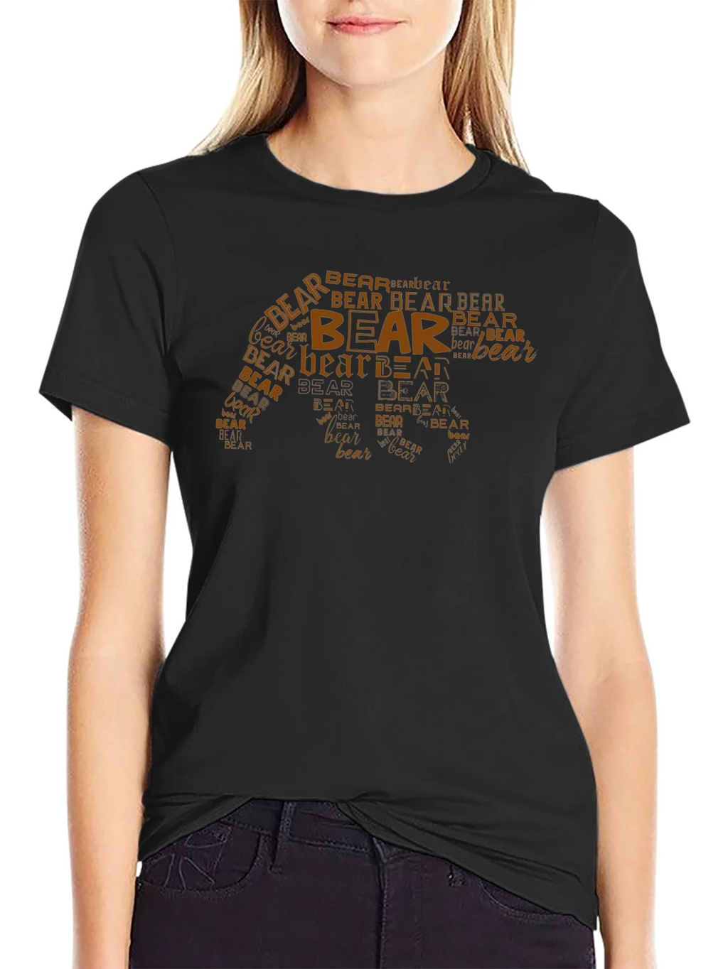 Bear Word Art Graphic Tee - Black Casual Shirt product image 2