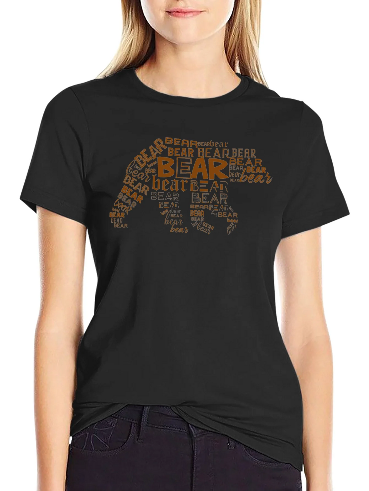 Bear Word Art Graphic Tee - Black Casual Shirt product image 2