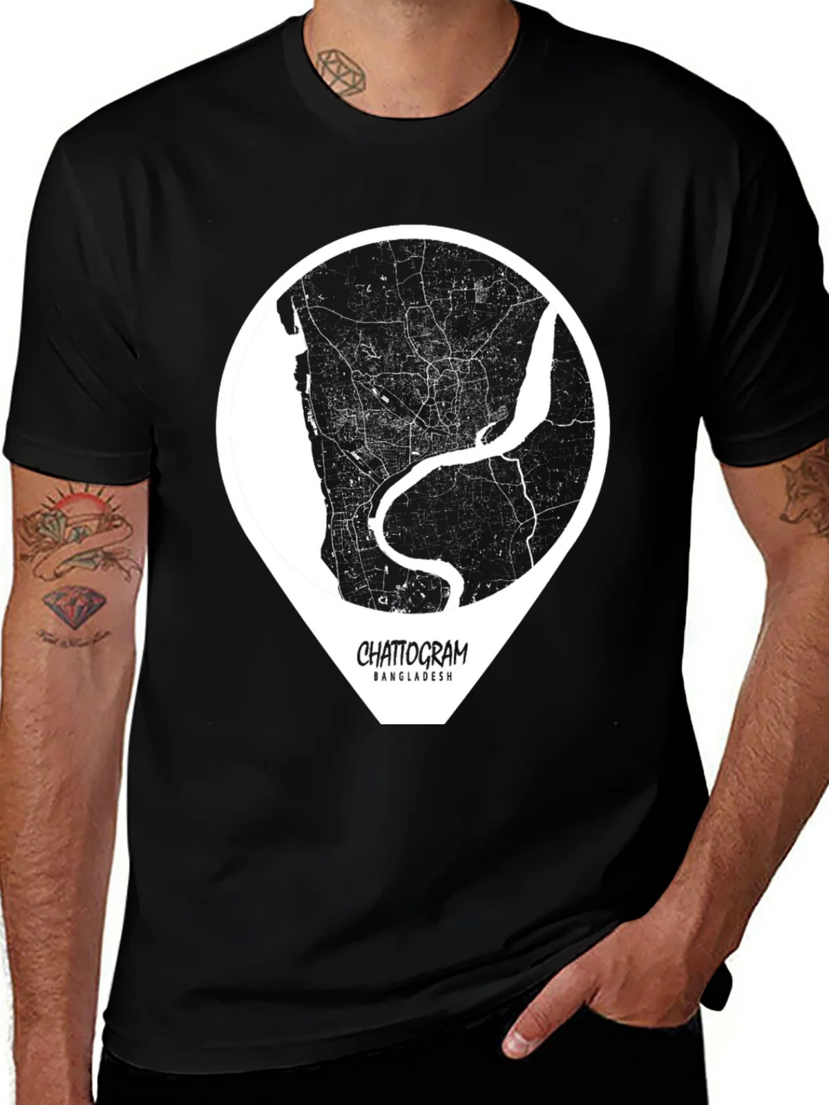 Chattogram Bangladesh City Map Graphic T-Shirt product image 1