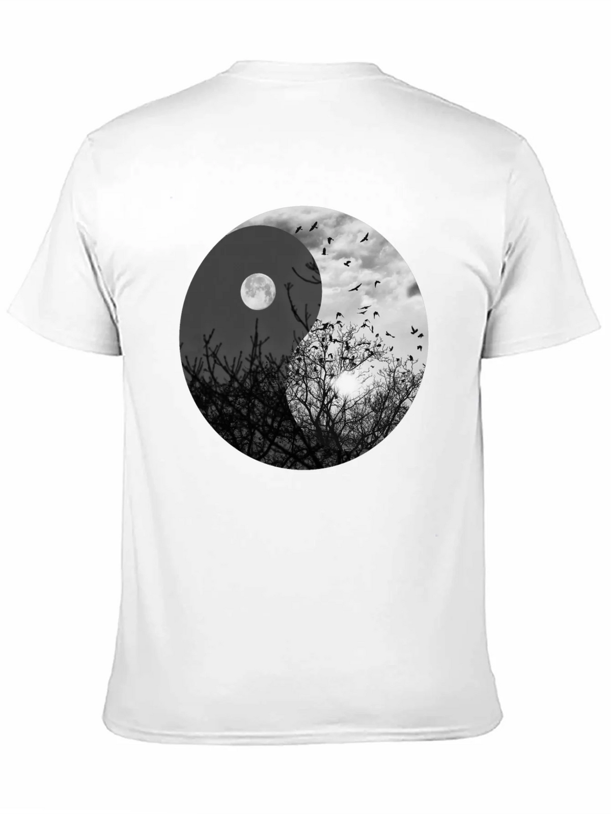 Yin Yang Moon & Birds Graphic T-Shirt product image 7
