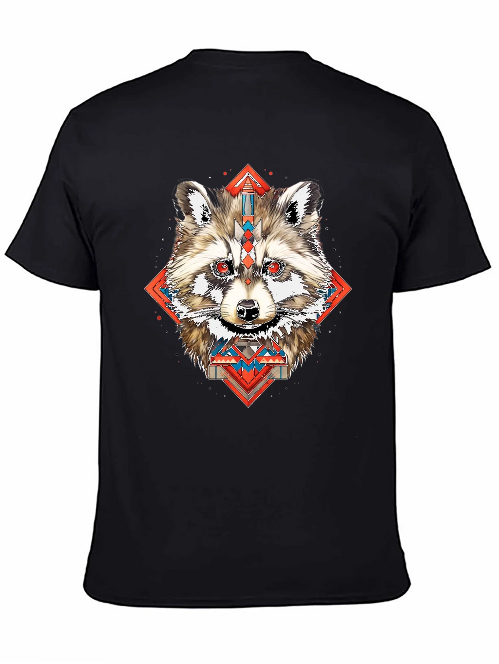 Raccoon Geometric Print Black T-Shirt product image 3