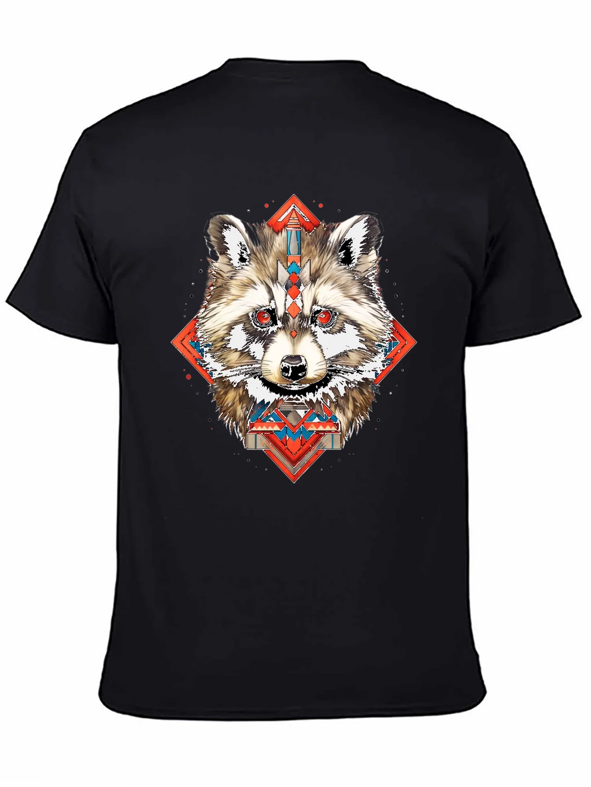 Raccoon Geometric Print Black T-Shirt product image 3