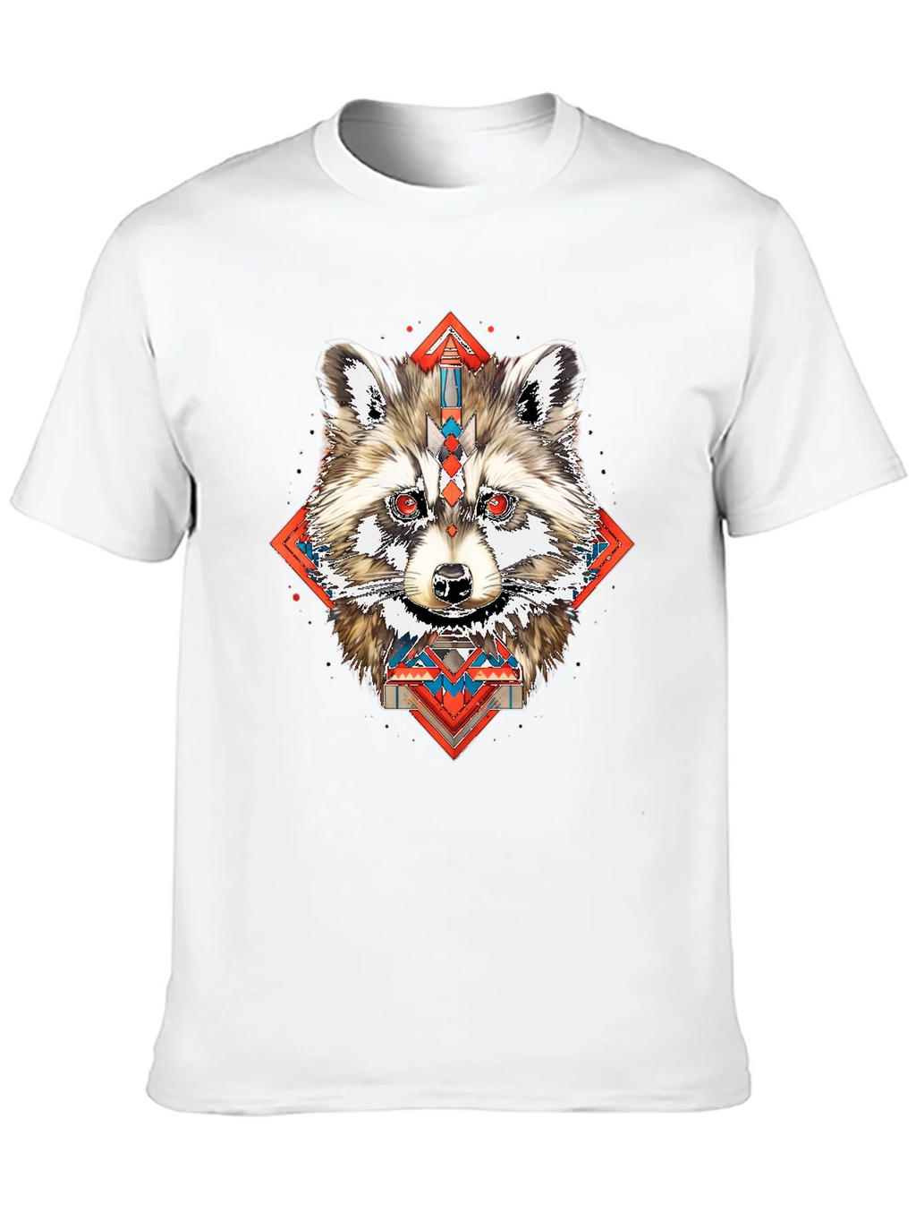 Raccoon Geometric Print Black T-Shirt product image 5