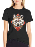 Raccoon Geometric Print Black T-Shirt product image 1