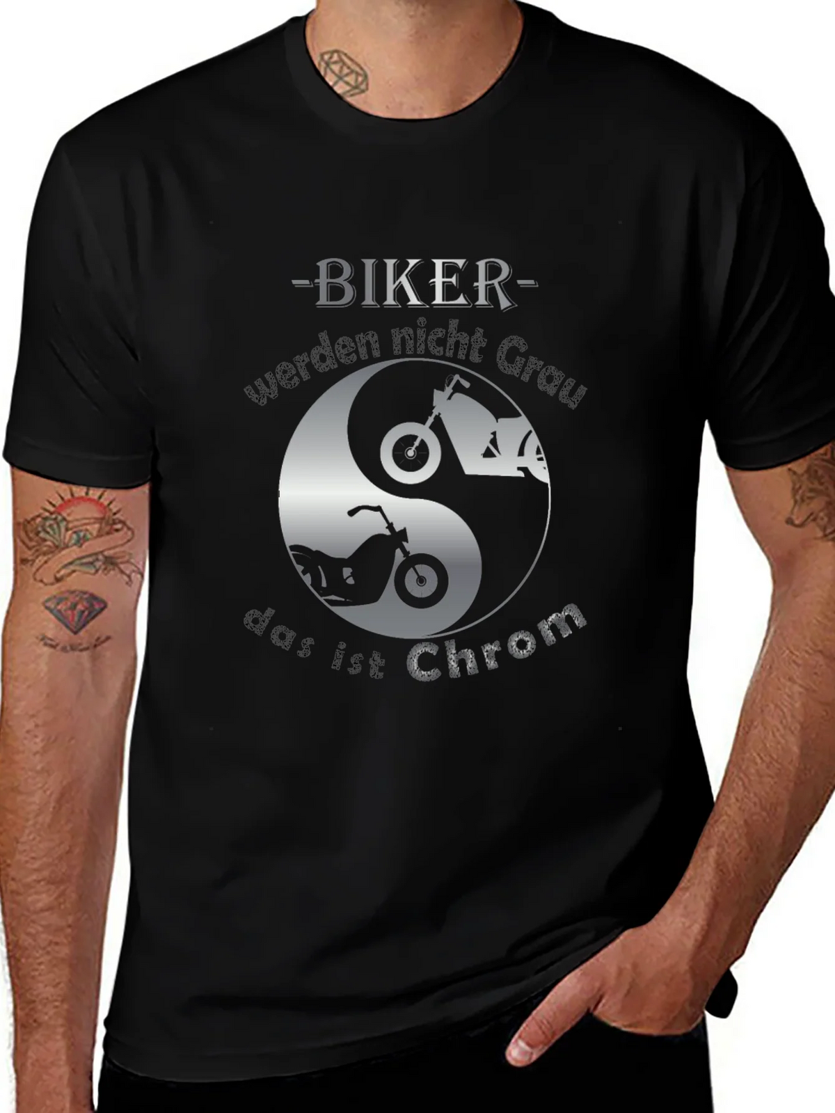 Biker Yin Yang T-Shirt - Chrom Design product image 1