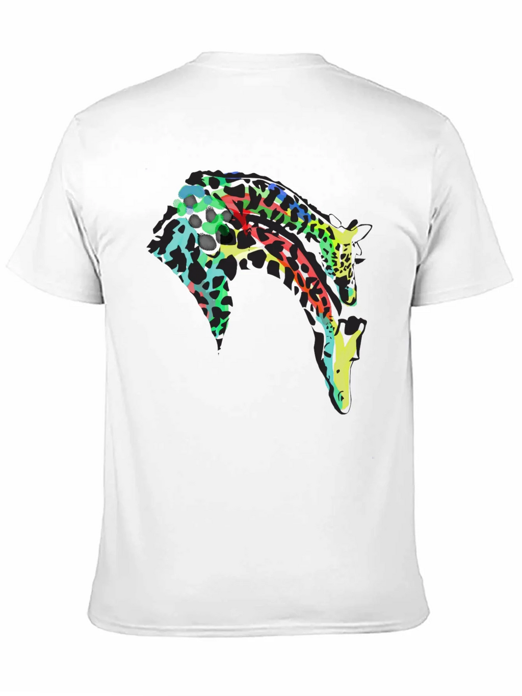 Colorful Giraffe Print Black T-Shirt product image 10
