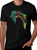 Colorful Giraffe Print Black T-Shirt product image 1
