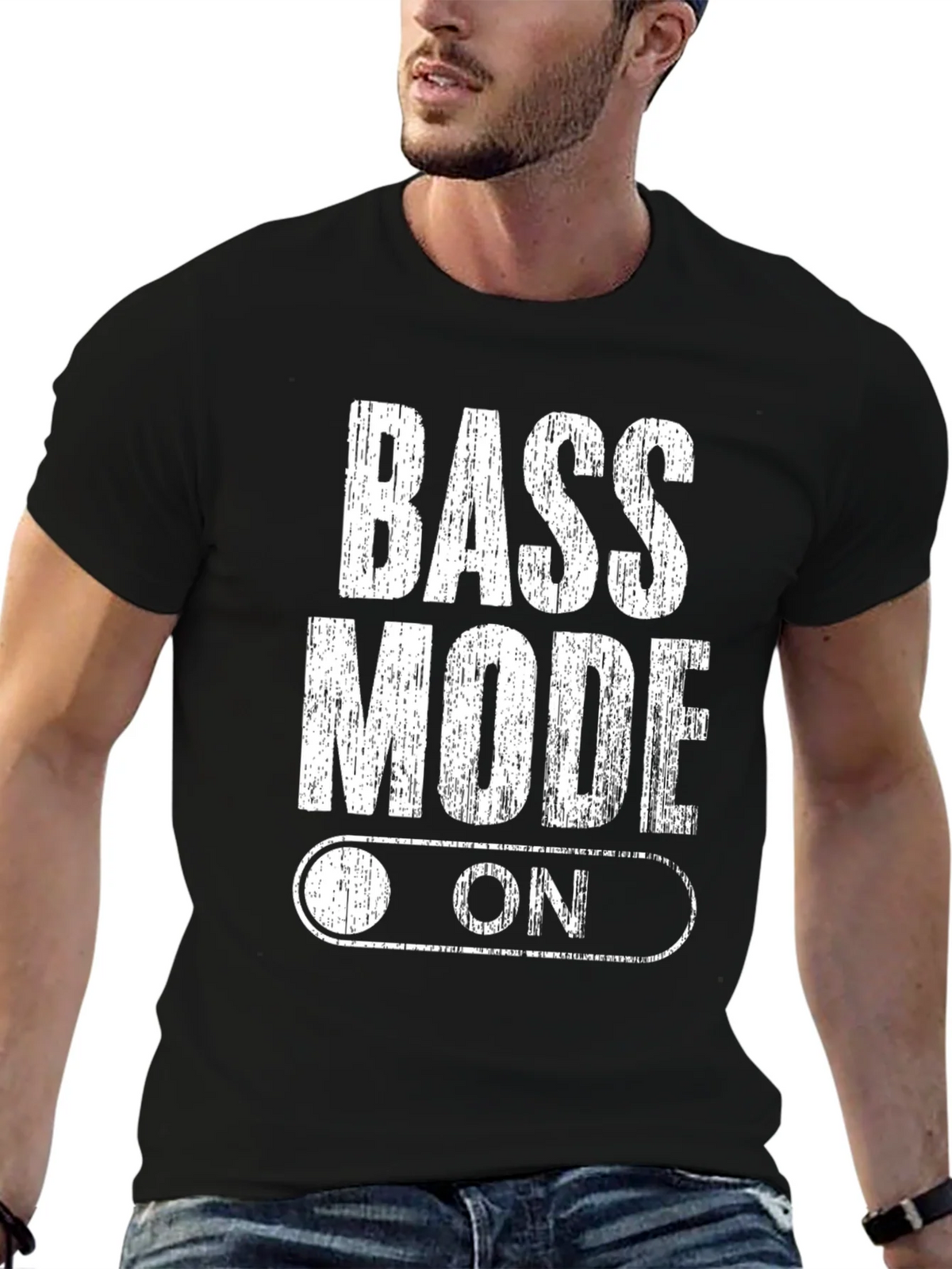 Bass Mode On Black Graphic Tee Shirt product image 4