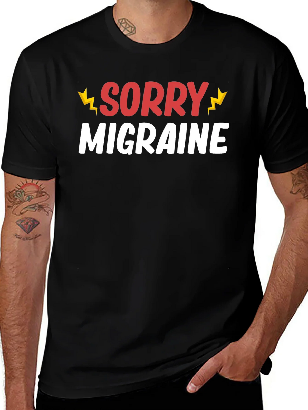 Sorry Migraine Funny T-Shirt - Novelty Graphic Tee product image 1