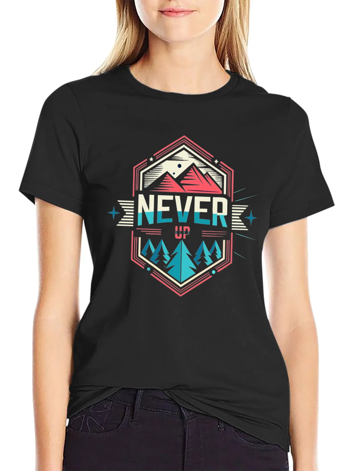 Never Give Up Graphic T-Shirt - Mountain Adventure Tee product image 2