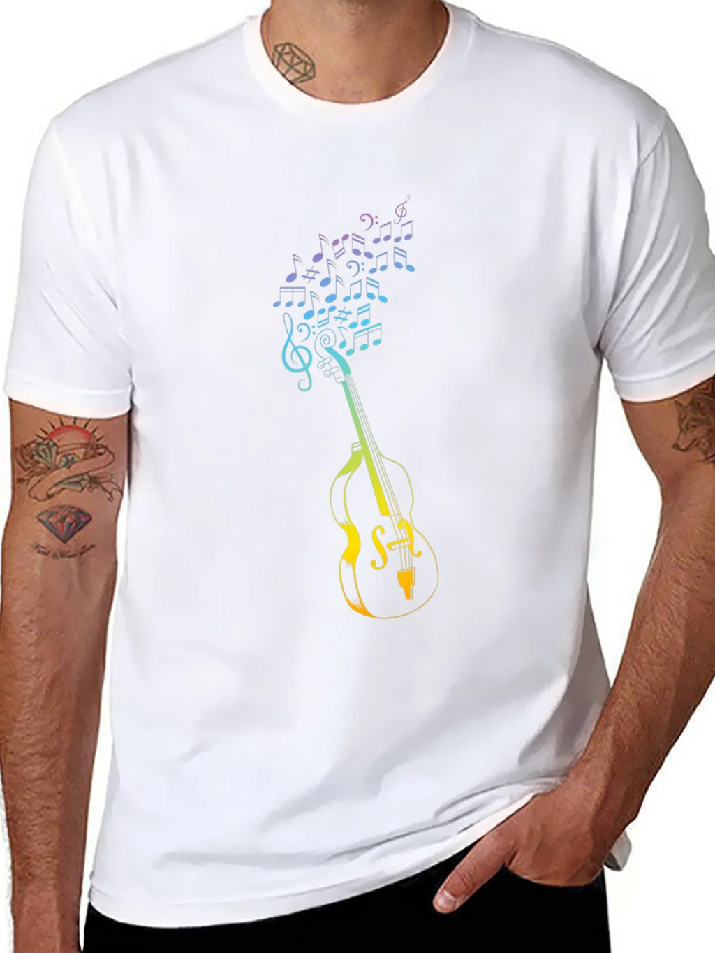 Musical Guitar Notes Graphic T-Shirt - Black product image 1