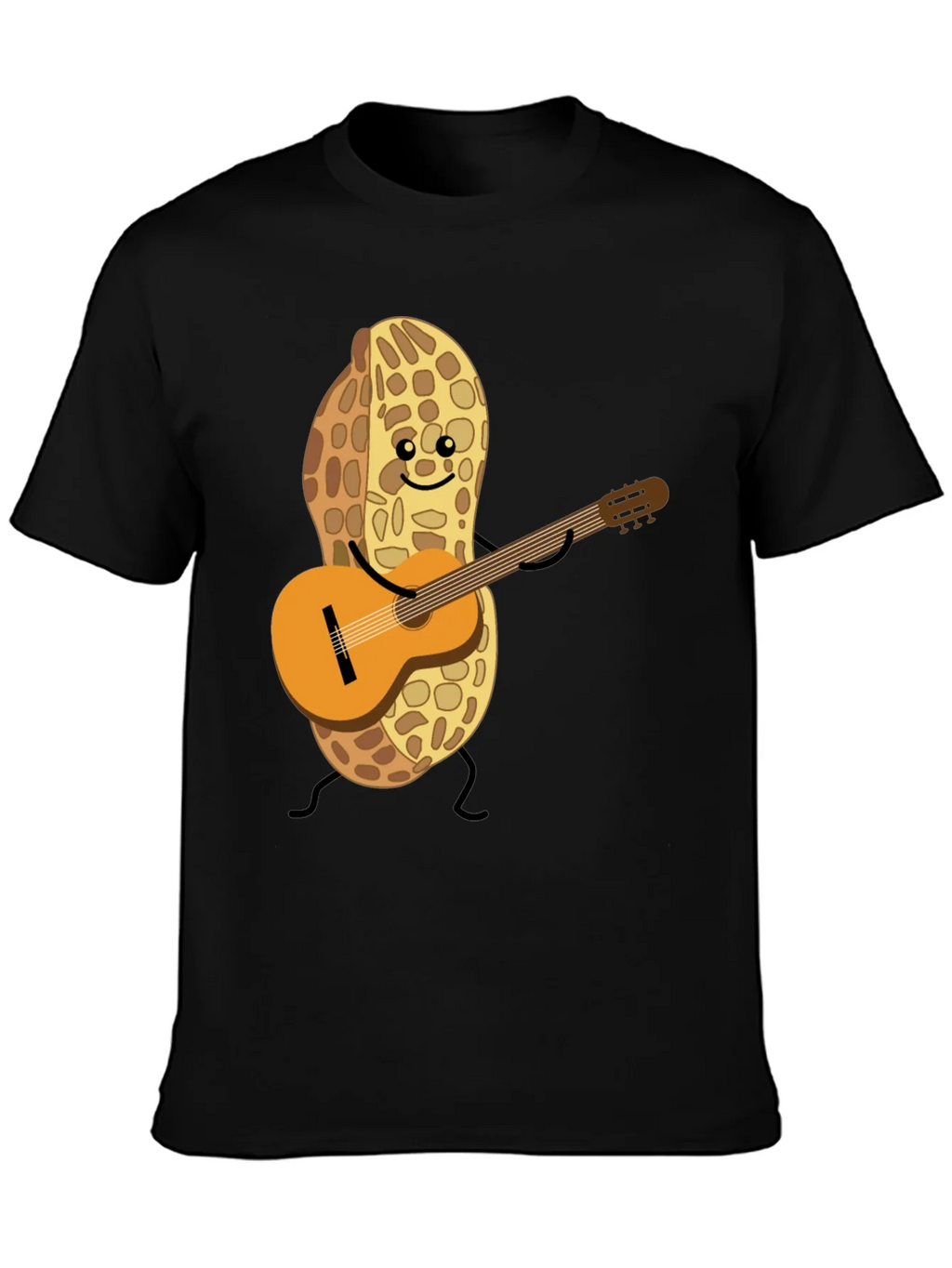 Playful Peanut Guitarist Graphic Tee - Black Cotton Shirt product image 3