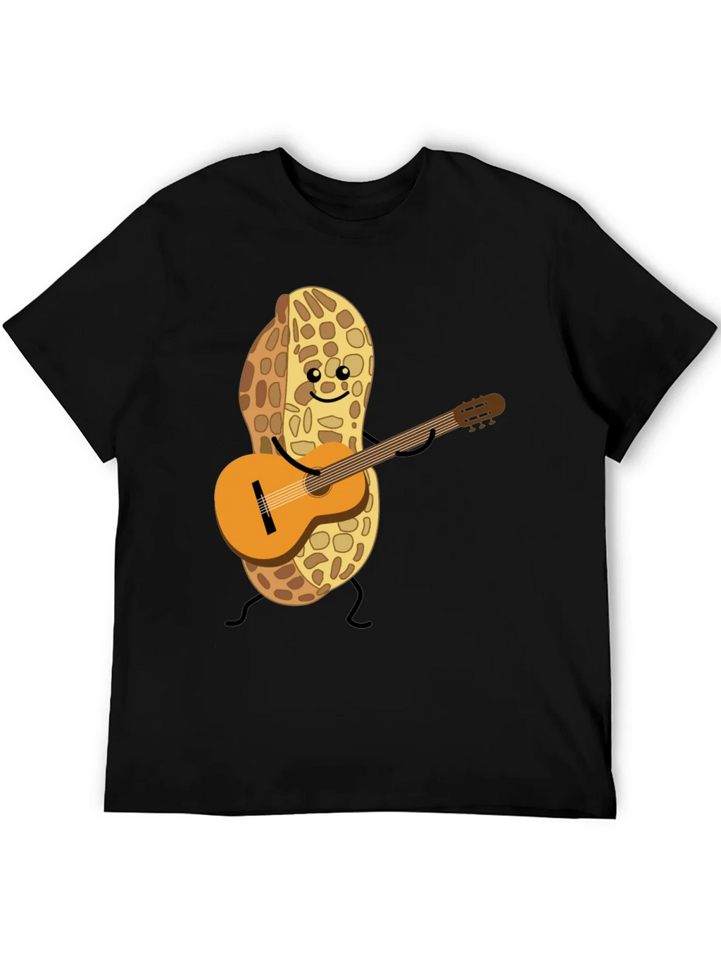 Playful Peanut Guitarist Graphic Tee - Black Cotton Shirt product image 5