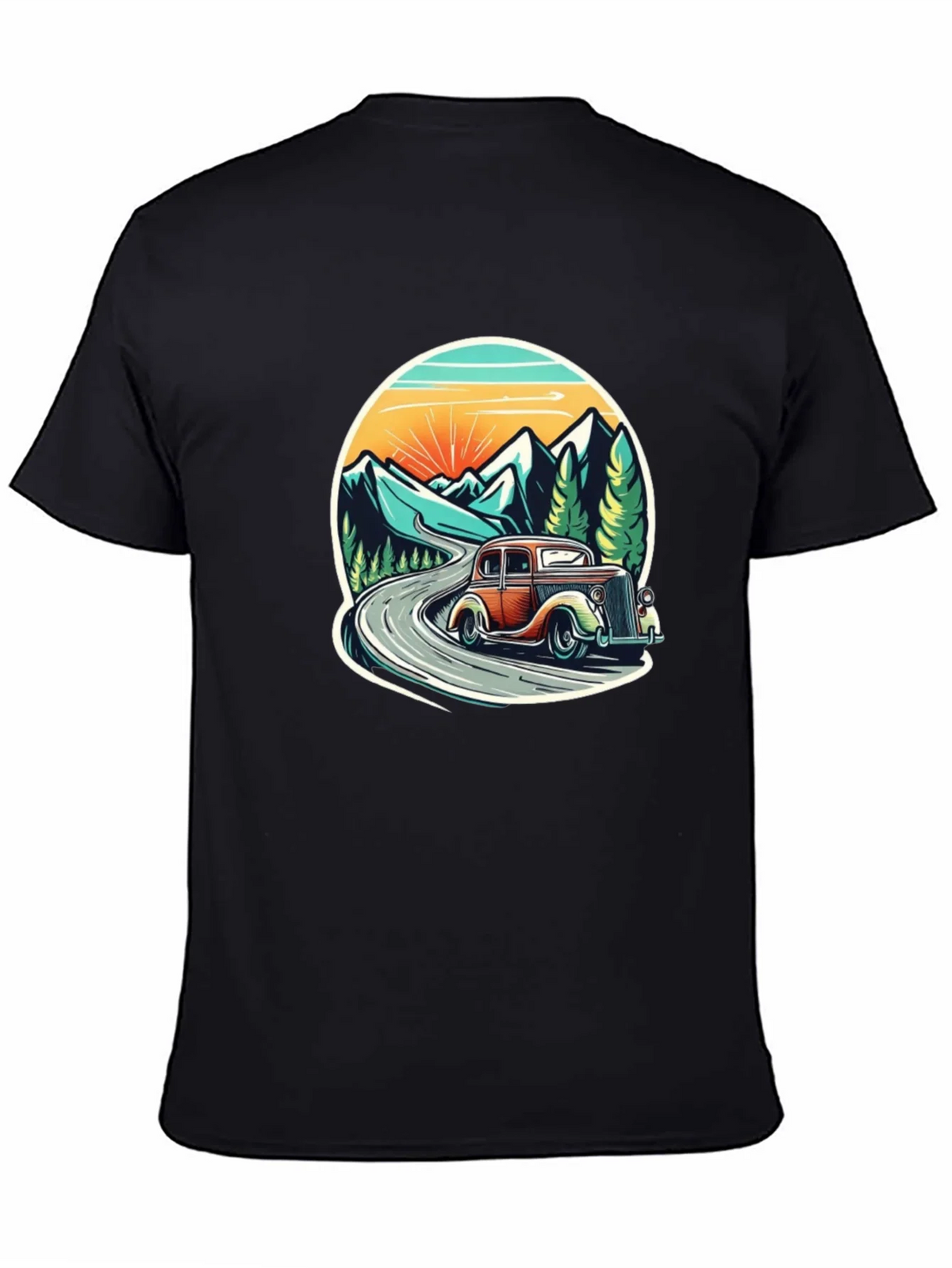 Vintage Car Mountain Road Graphic Tee product image 4