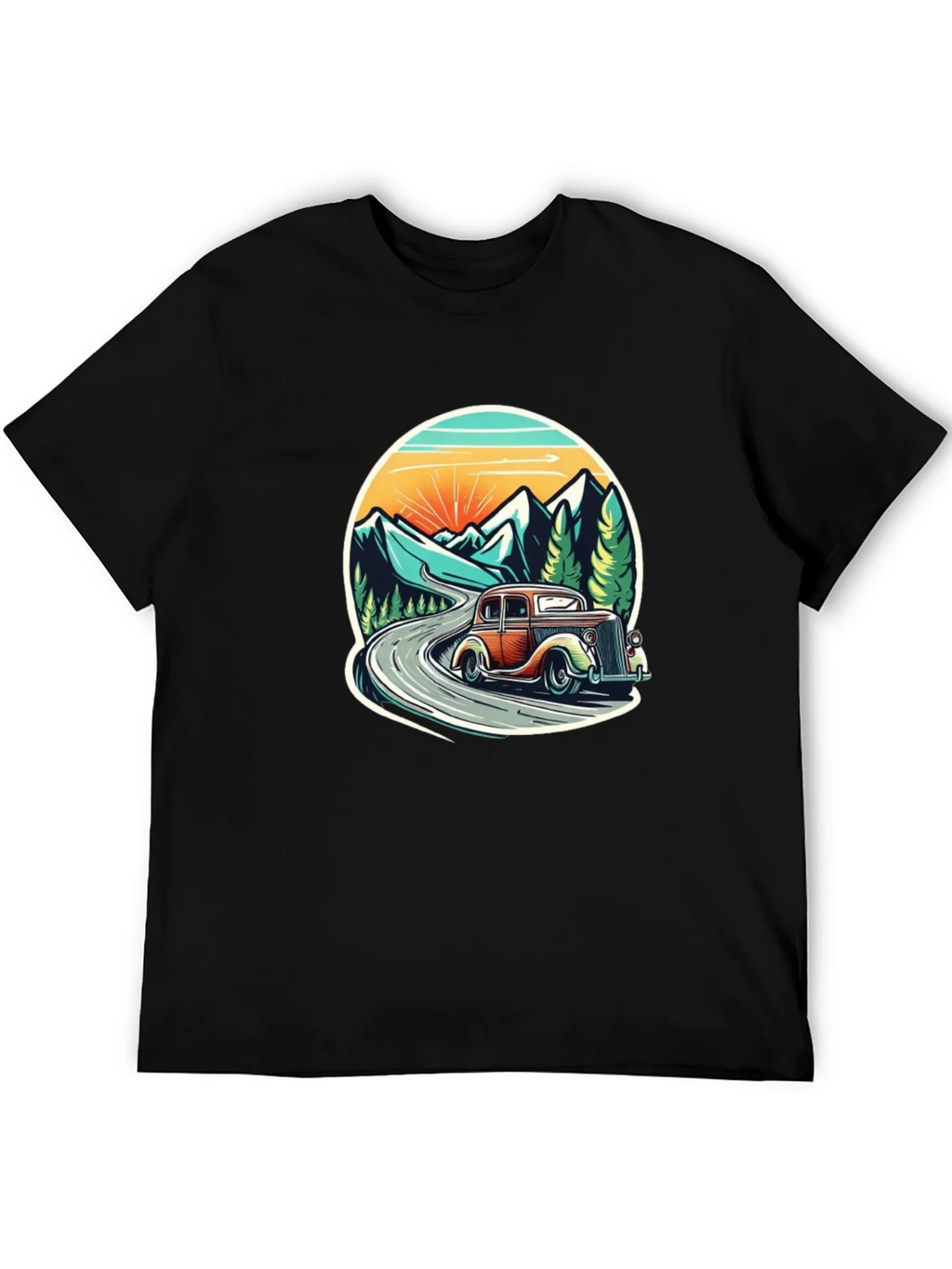 Vintage Car Mountain Road Graphic Tee product image 5