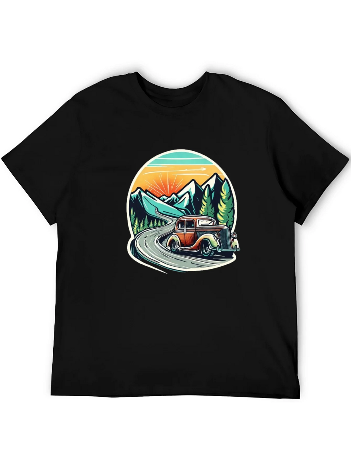 Vintage Car Mountain Road Graphic Tee product image 5