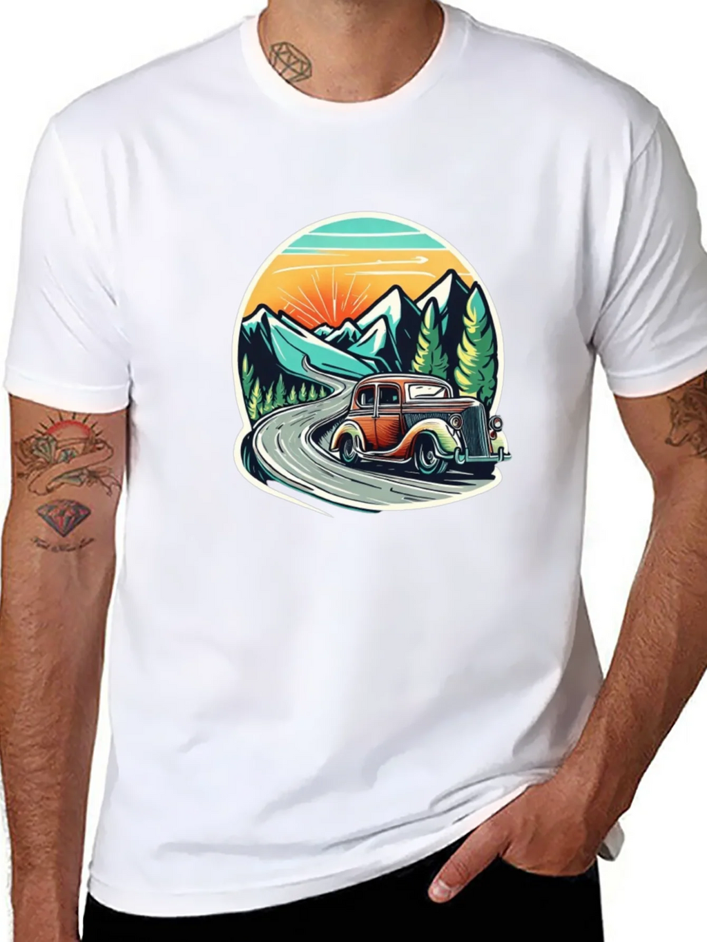 Vintage Car Mountain Road Graphic Tee product image 7