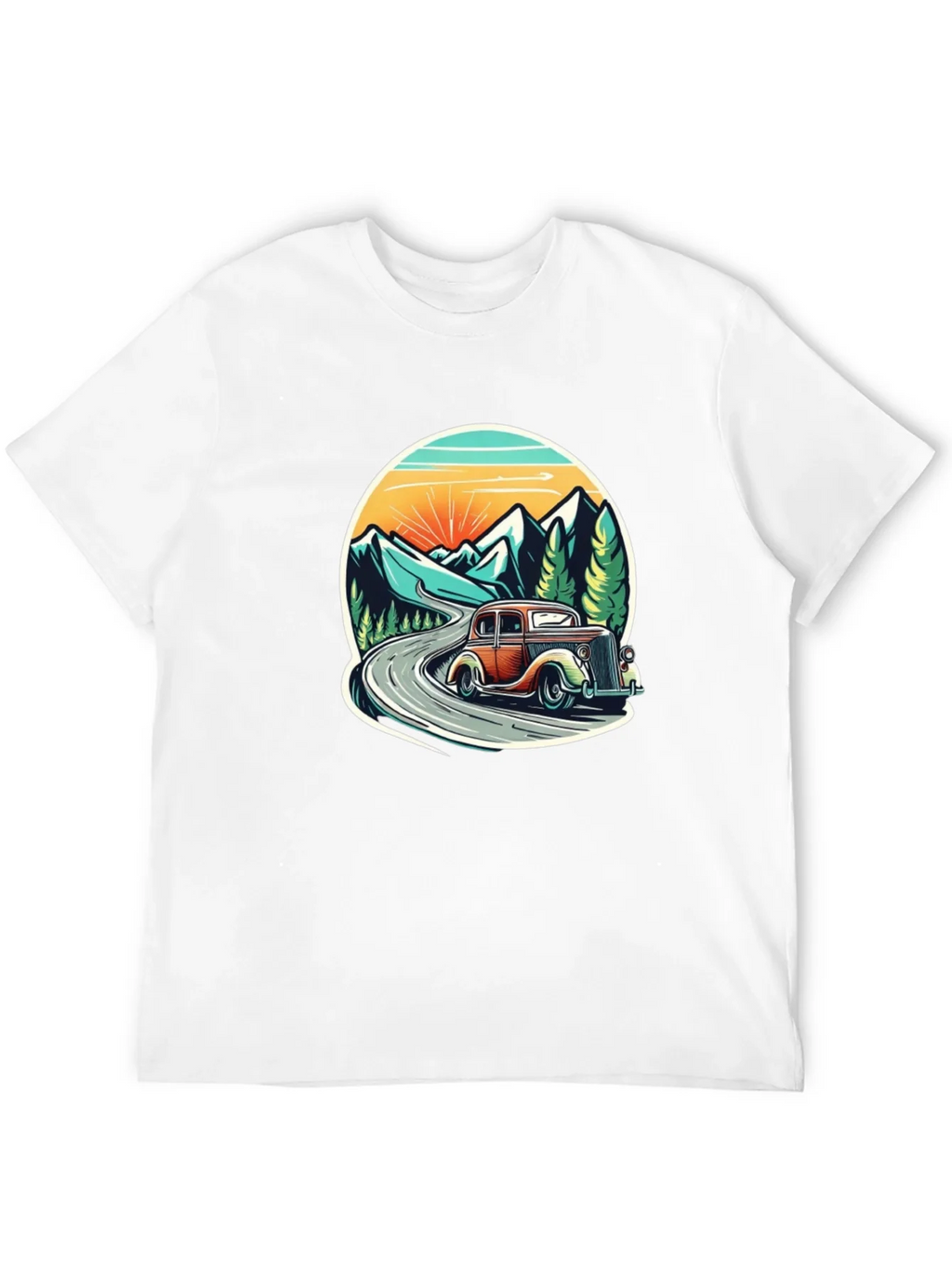 Vintage Car Mountain Road Graphic Tee product image 11