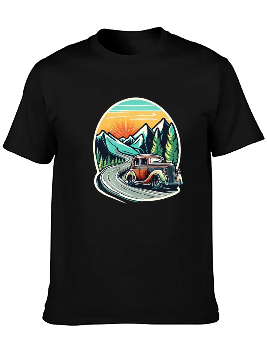 Vintage Car Mountain Road Graphic Tee product image 3