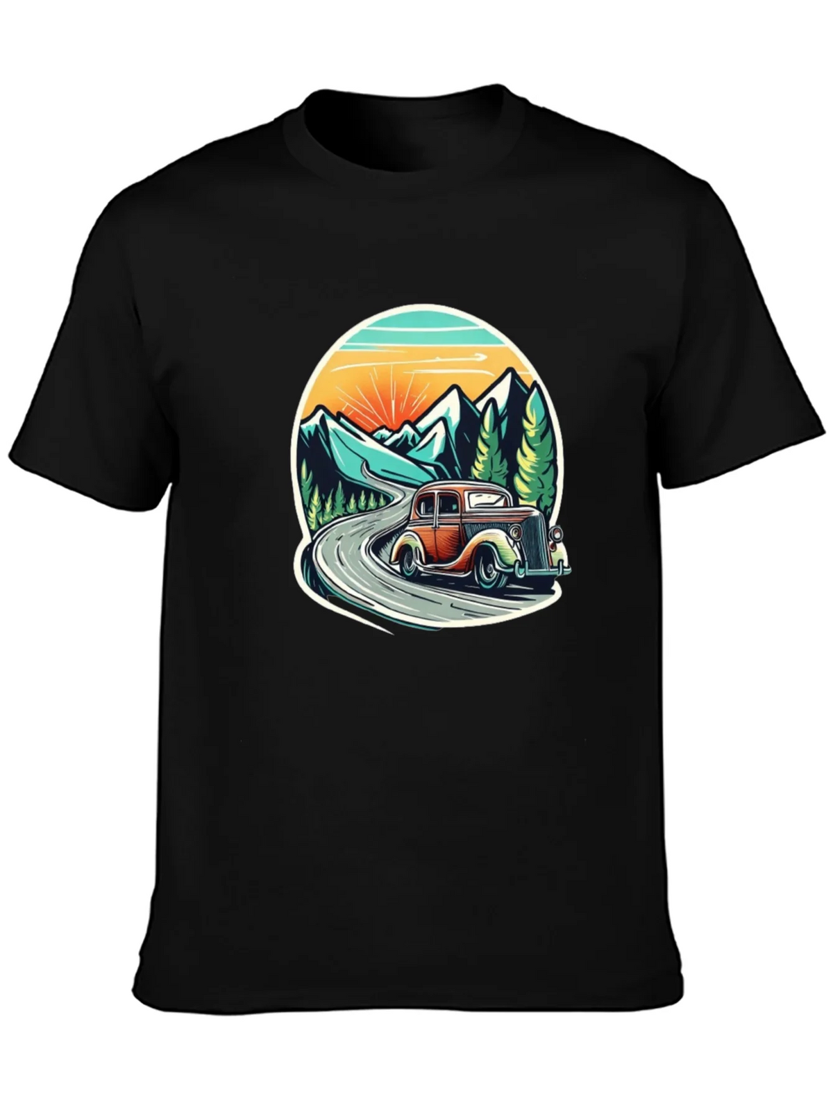 Vintage Car Mountain Road Graphic Tee product image 3