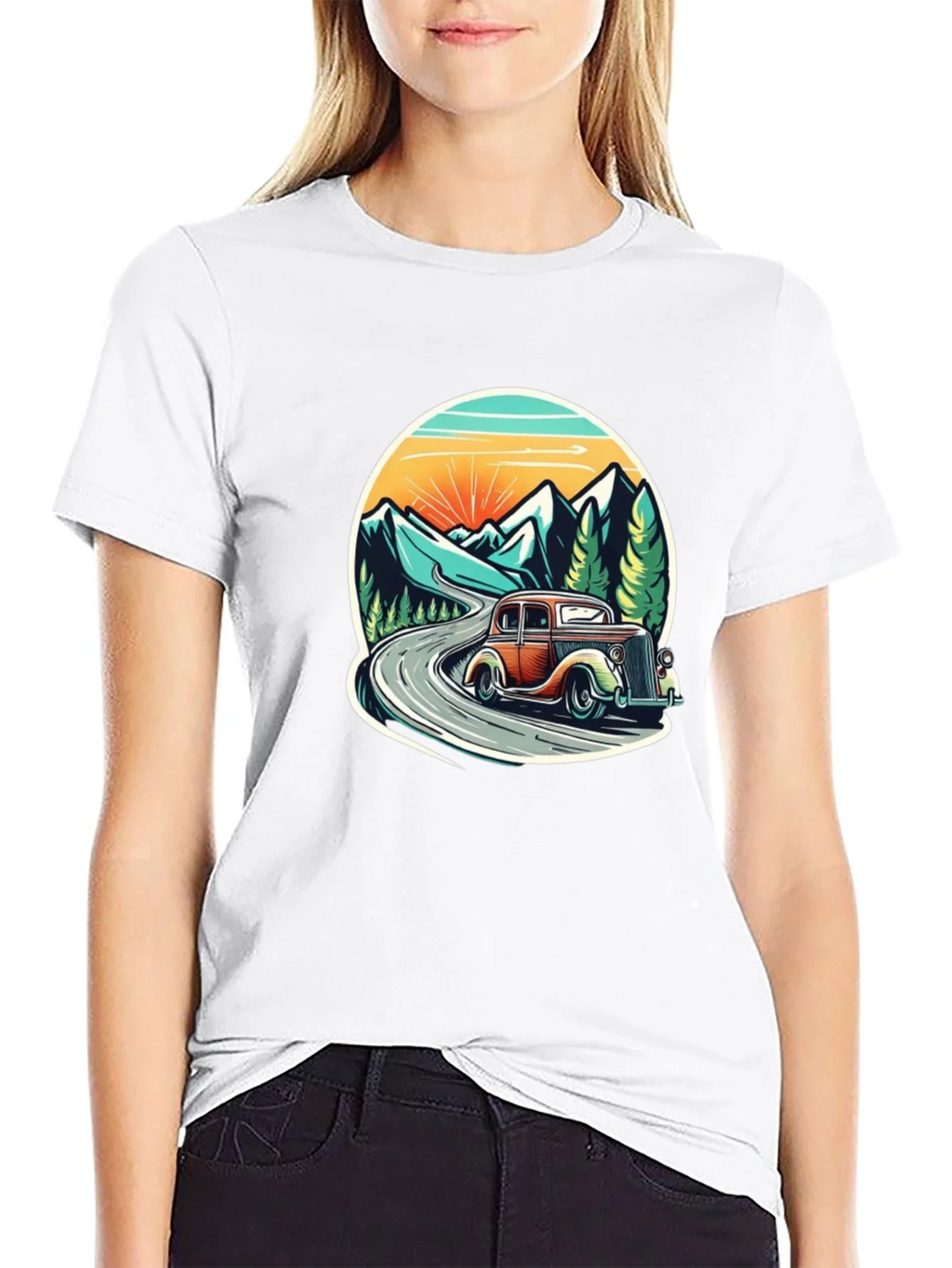 Vintage Car Mountain Road Graphic Tee product image 8