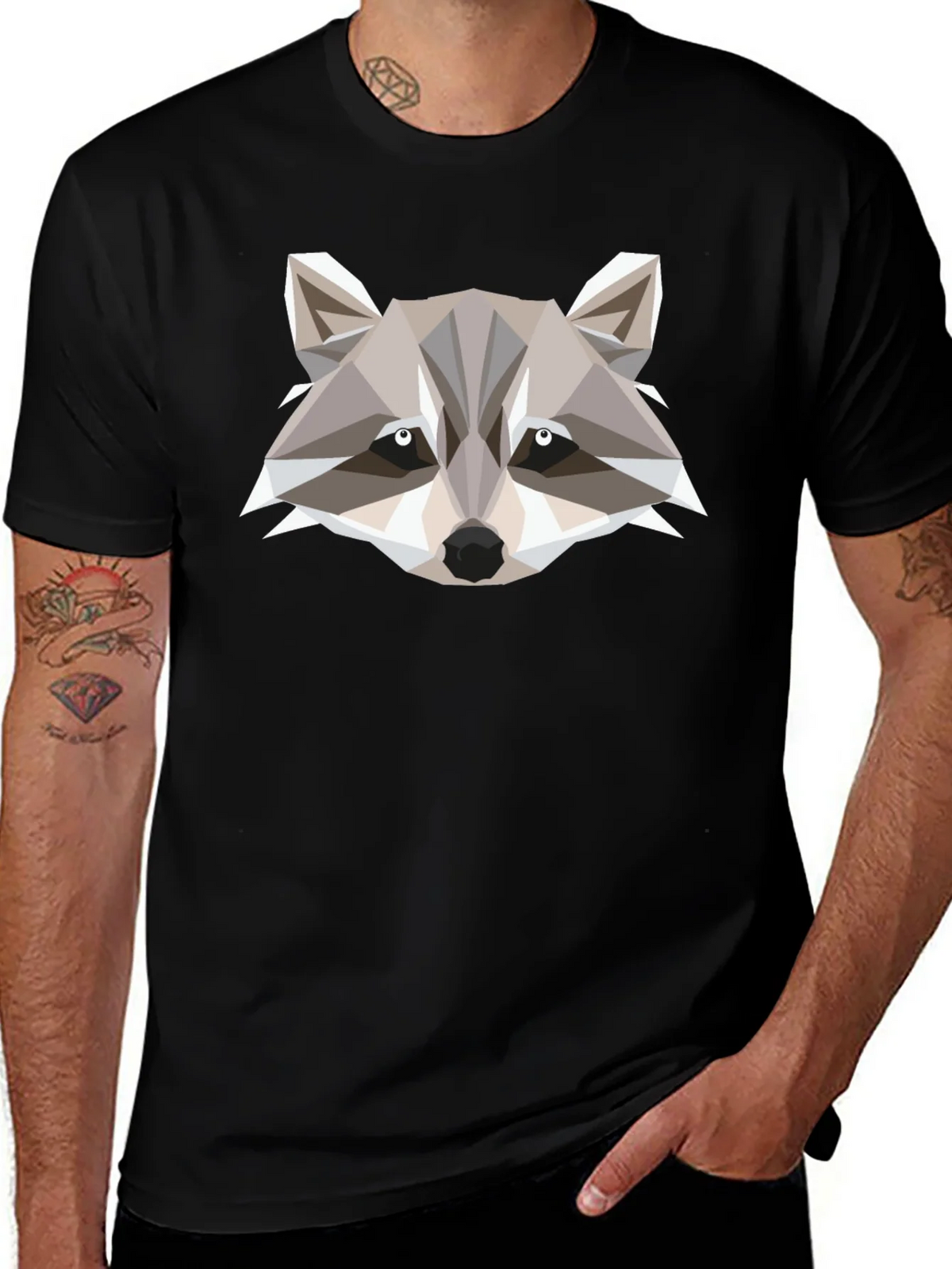 Geometric Raccoon Graphic Tee - Modern Style product image 1
