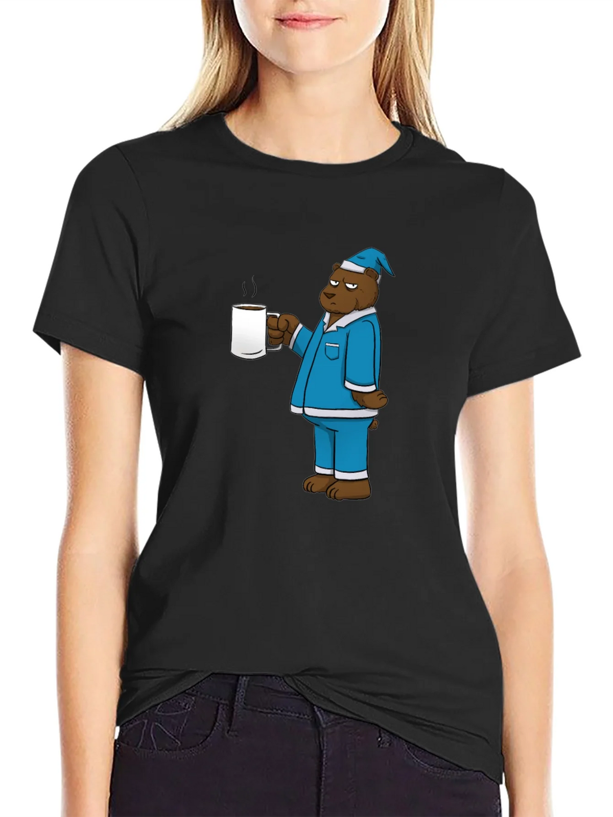Bear in Pajamas Coffee Graphic Tee product image 1