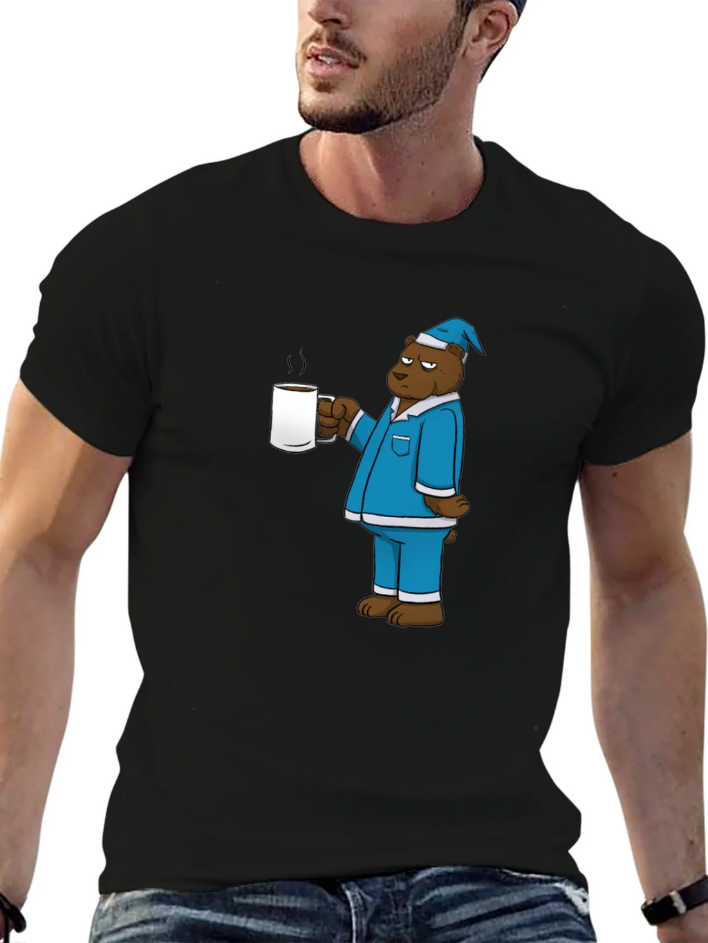 Bear in Pajamas Coffee Graphic Tee product image 4