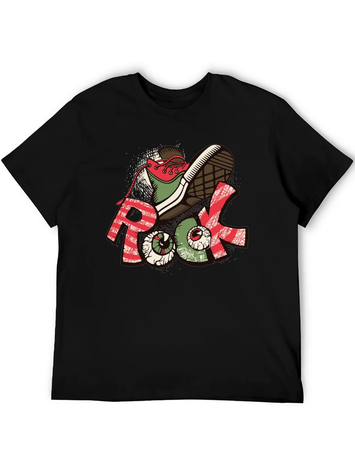 Rock Graphic Tee - Unique Shoe & Eyeball Design