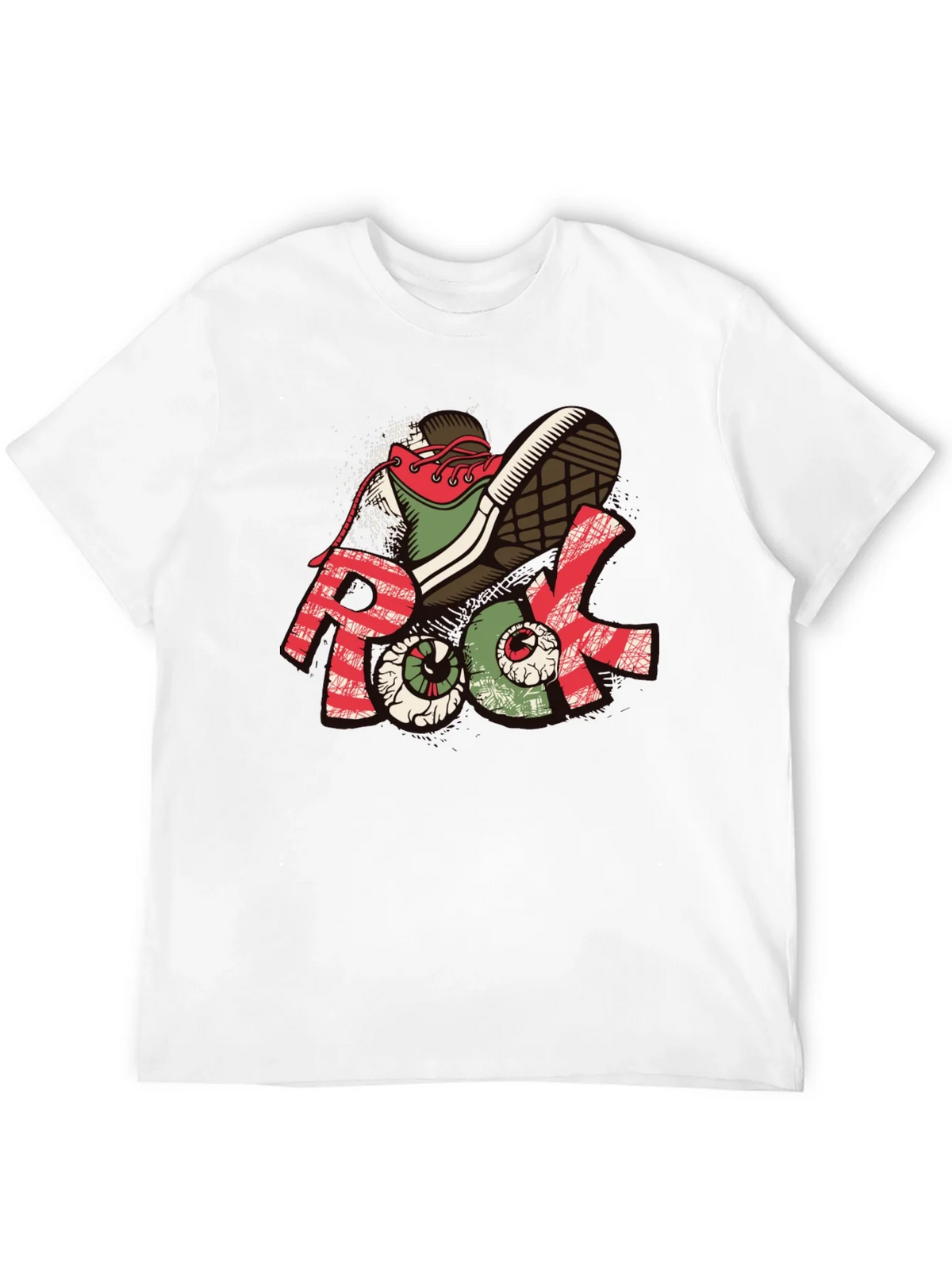 Rock Graphic Tee - Unique Shoe & Eyeball Design